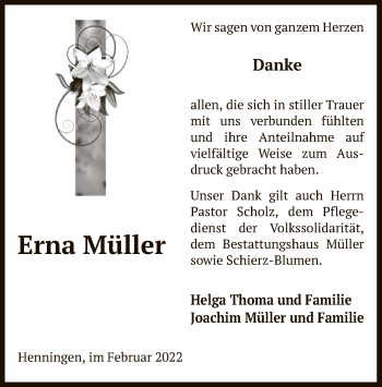 Traueranzeige von Erna Müller von UEL