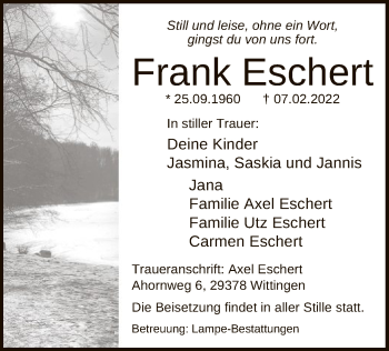 Traueranzeige von Frank Eschert von UEL