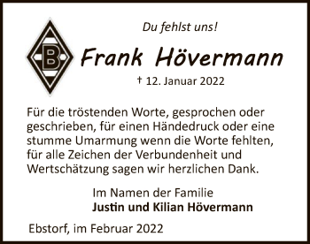 Traueranzeige von Frank Hövermann von UEL