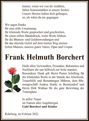 Traueranzeige von Frank Helmuth Borchert von UEL