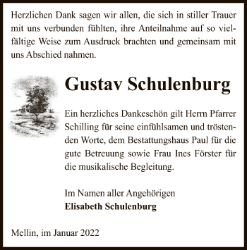 Traueranzeige von Gustav Schulenburg von UEL