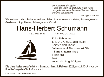 Traueranzeige von Hans-Herbert Schumann von UEL