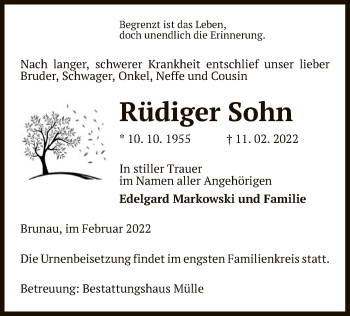 Traueranzeige von Rüdiger Sohn von UEL