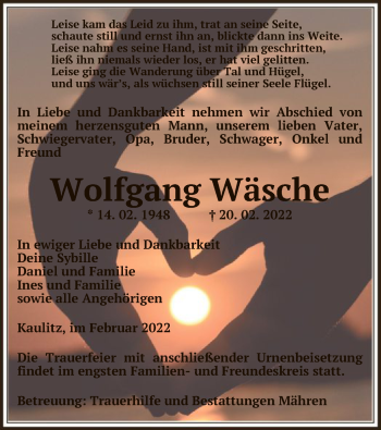 Traueranzeige von Wolfgang Wäsche von UEL