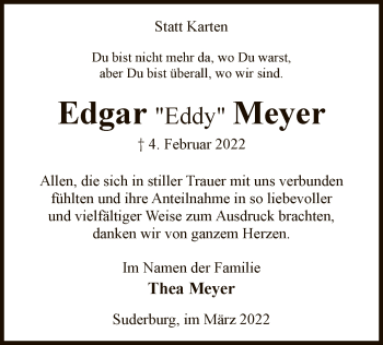 Traueranzeige von Edgar Meyer von UEL