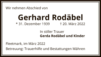 Traueranzeige von Gerhard Rodäbel von UEL