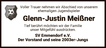 Traueranzeige von Glenn-Justin Meißner von UEL