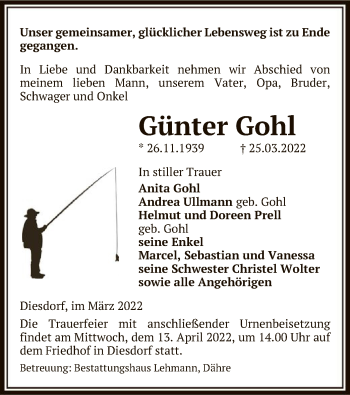 Traueranzeige von Günter Gohl von UEL