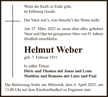 Traueranzeige von Helmut Weber von UEL