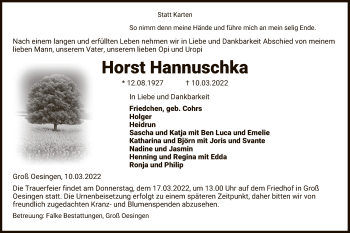 Traueranzeige von Horst Hannuschka von UEL