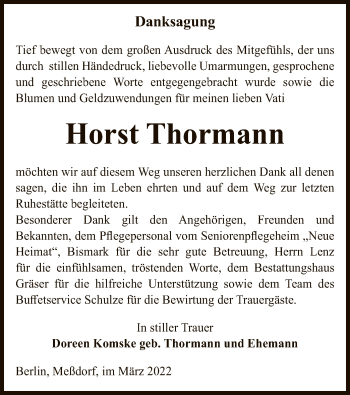 Traueranzeige von Horst Thormann von UEL