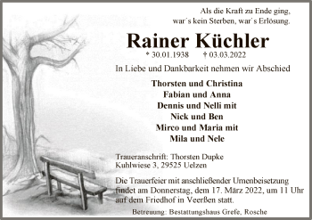 Traueranzeige von Rainer Küchler von UEL