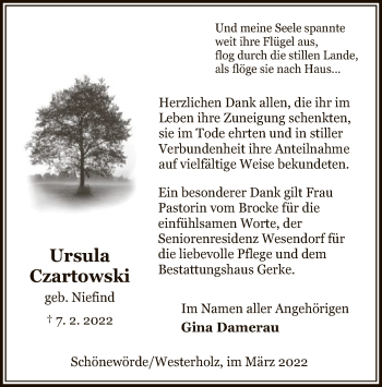 Traueranzeige von Ursula Czartowski von UEL