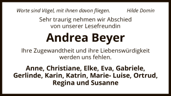 Traueranzeige von Andrea Beyer von UEL