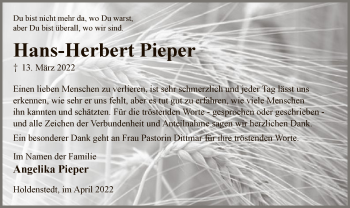 Traueranzeige von Hans-Herbert Pieper von UEL