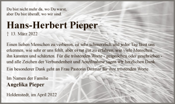 Traueranzeige von Hans-Herbert Pieper von UEL