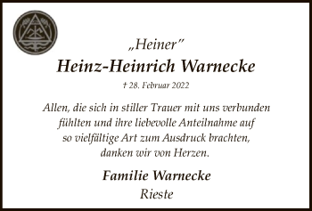 Traueranzeige von Heinz-Heinrich Warnecke von UEL