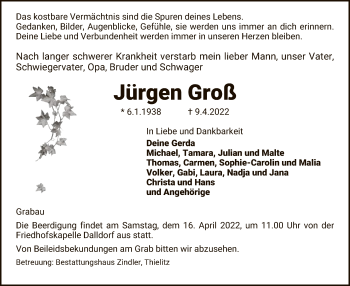 Traueranzeige von Jürgen Groß von UEL