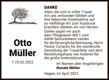 Traueranzeige von Otto Müller von UEL