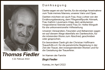 Traueranzeige von Thomas Fiedler von UEL