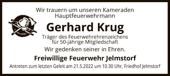 Traueranzeige von Gerhard Krug von UEL