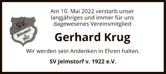 Traueranzeige von Gerhard Krug von UEL