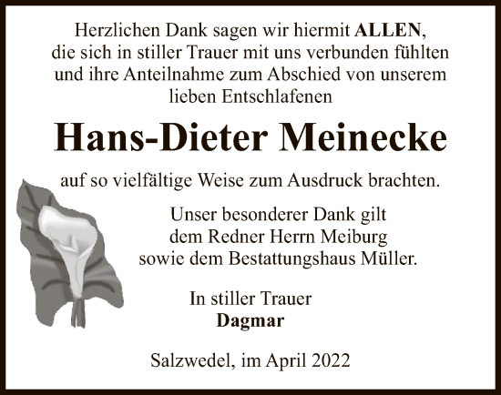 Traueranzeige von Hans-Dieter Meinecke von UEL