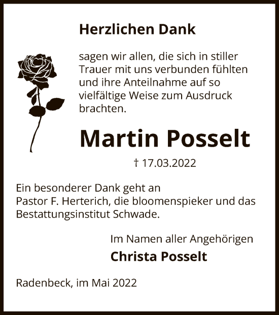 Traueranzeige von Martin Posselt von UEL