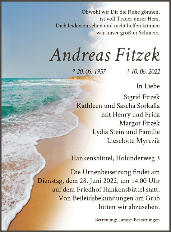 Traueranzeige von Andreas Fitzek von UEL