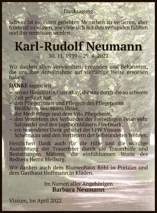 Traueranzeige von Karl-Rudolf Neumann von UEL