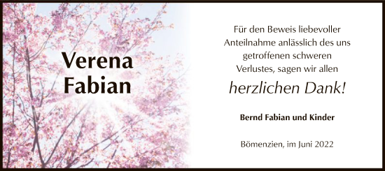 Traueranzeige von Verena Fabian von UEL