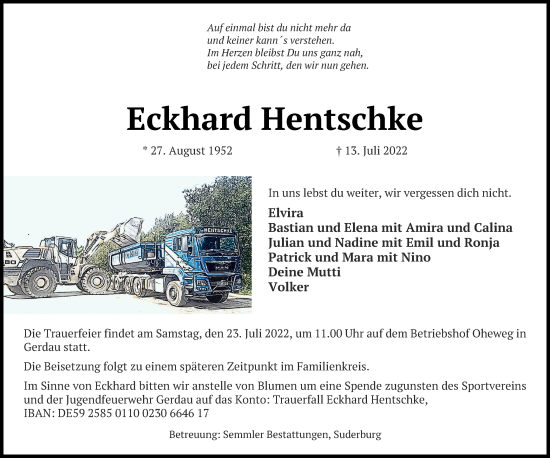 Traueranzeige von Eckhard Hentschke von UEL