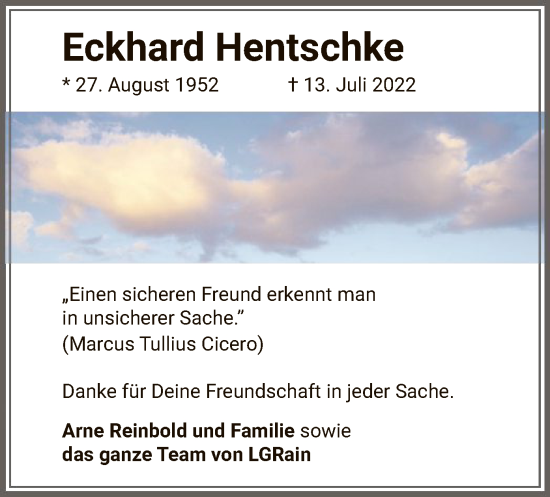 Traueranzeige von Eckhard Hentschke von UEL