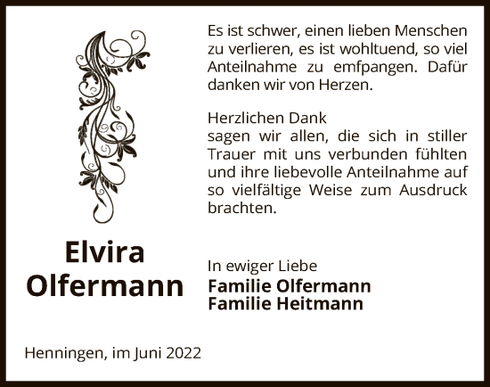 Traueranzeige von Elvira Olfermann von UEL