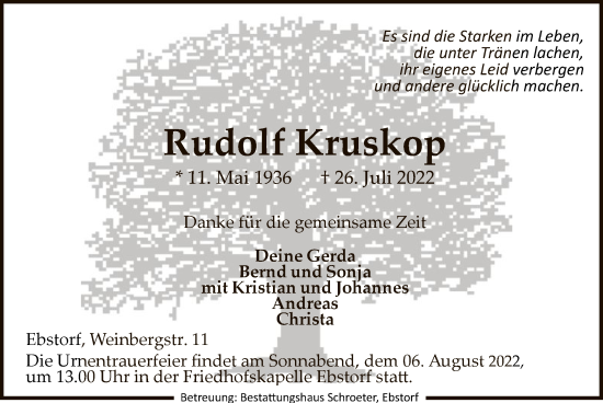 Traueranzeige von Rudolf Kruskop von UEL