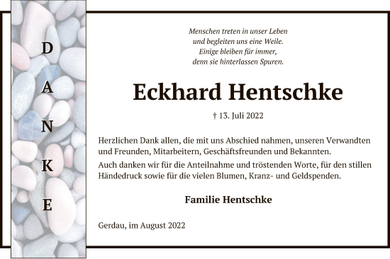 Traueranzeige von Eckhard Hentschke von UEL