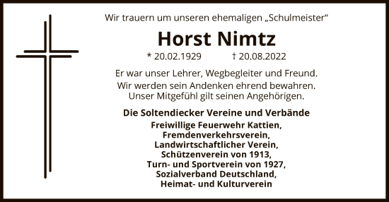 Traueranzeige von Horst Nimtz von UEL