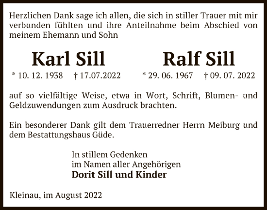 Traueranzeige von Karl und Ralf Sill von UEL