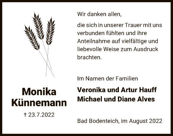 Traueranzeige von Monika Künnemann von UEL