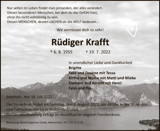 Traueranzeige von Rüdiger Krafft von UEL