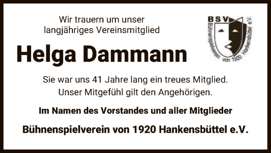 Traueranzeige von Helga Dammann von UEL