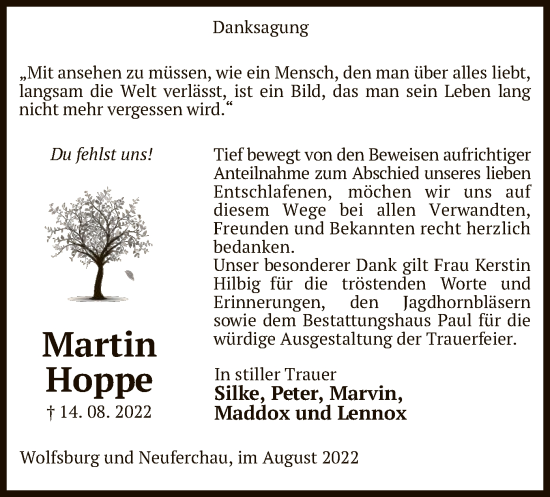 Traueranzeige von Martin Hoppe von UEL