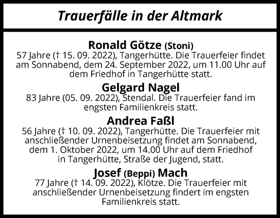 Traueranzeige von Trauerfälle  von UEL