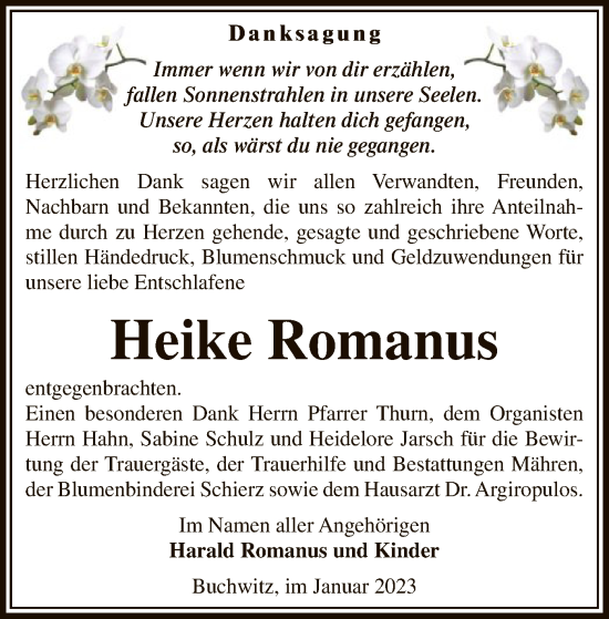 Traueranzeige von Heike Romanus von UEL