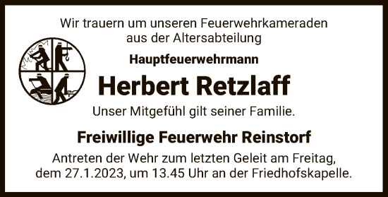 Traueranzeige von Herbert Retzlaff von UEL