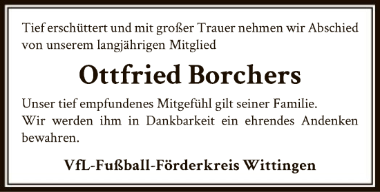 Traueranzeige von Ottfried Borchers von UEL