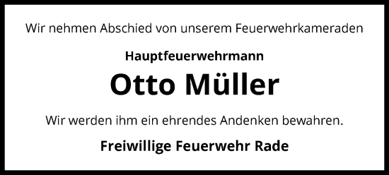 Traueranzeige von Otto Müller von UEL