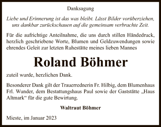 Traueranzeige von Roland Böhmer von UEL