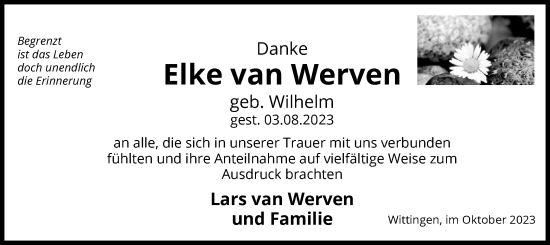 Traueranzeige von Elke van Werven von UEL
