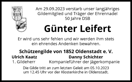 Traueranzeige von Günter Leifert von UEL